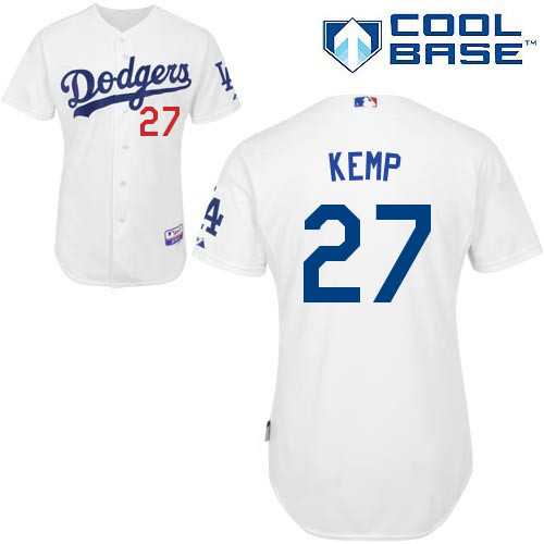 Matt Kemp #27 MLB Jersey-L A Dodgers Men's Authentic Home White Cool Base Baseball Jersey